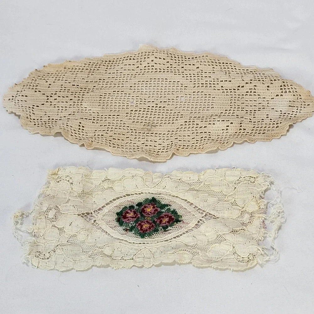Vintage Handmade Crochet Doily Lot Lace Table Runners Cream Beige Boho 21pc